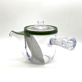 Unbreakable Transparent Teapot, Large Capacity, 18.2 fl oz (520 ml), Green (Noguchi Kumataro Tea Garden Limited Logo) with Leaflet for Brewing Tea, Made in Japan, Plastic, Dishwasher Safe, Bleach Safe