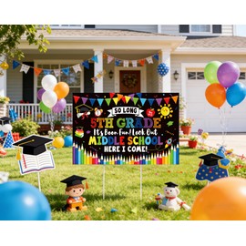 5TH Grade Graduation Yard Sign, 23'' x 14'' 5th Grade Graduation Decorations 2026, Last Day of Elementary Grad Photo Sign Grad Party Supplies, Next Stop Middle School Grad Banner 4TYC-SL-5LG