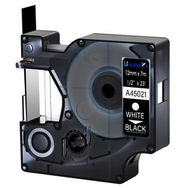 USUPERINK Compatible for Dymo D1 Label Tape 45021 S0720610 Refill White on Black 1/2 inch x 23 feet Labeling Tape for LabelManager PnP 160 210D 260P 280 360D 420P 450D ColorPop Label Maker