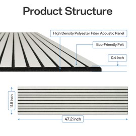 Keemute Large Acoustic Panels 48"x12"x0.4" 10 Pack Soundproof Wall Panels - Self-Adhesive 3D Slat Wall Panels Decorative Sound Absorbing Panels for Studios, Home & Office (White)