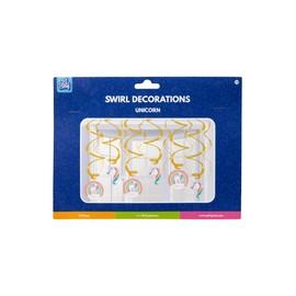 PD-Party: Pack of 12 Streamers for Birthdays - Swirls in Unicorn Design - Happy Birthday Garland - Unicorn Birthday Decoration for Boys & Girls - Unicorn Decoration for Children's Birthday - 70 cm