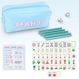 Soulchen Mini American Mahjong Tile Set Include 160 0.8 Inch Mahjong Tiles 2 Dice 4 Wooden Rulers 1 Accessory Bag 4 Beginner Rule Cards (Travel)