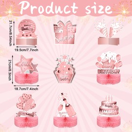 9 Pack Birthday Table Centerpiece Decorations Double Sided Rose Gold Centerpieces for Table Confetti Girls Birthday Centerpieces Birthday Honeycomb Centerpiece for Valentine Girls Women Birthday Party