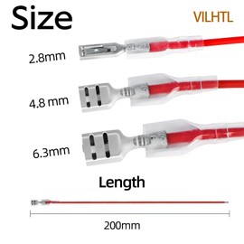 4.8/6.3mm Female Spade Crimp Terminal with Insulating Sleeve and Wire ，Electric Wires with Female Spade Quick Splice Assortment Kit