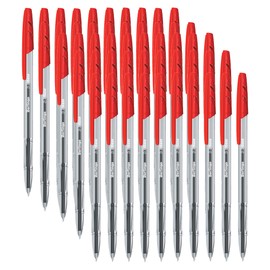 Berlingo Tribase Series 50 Pcs Red Cap Ballpoint Pen Set 1.0mm Line for Office, Home Office School and College