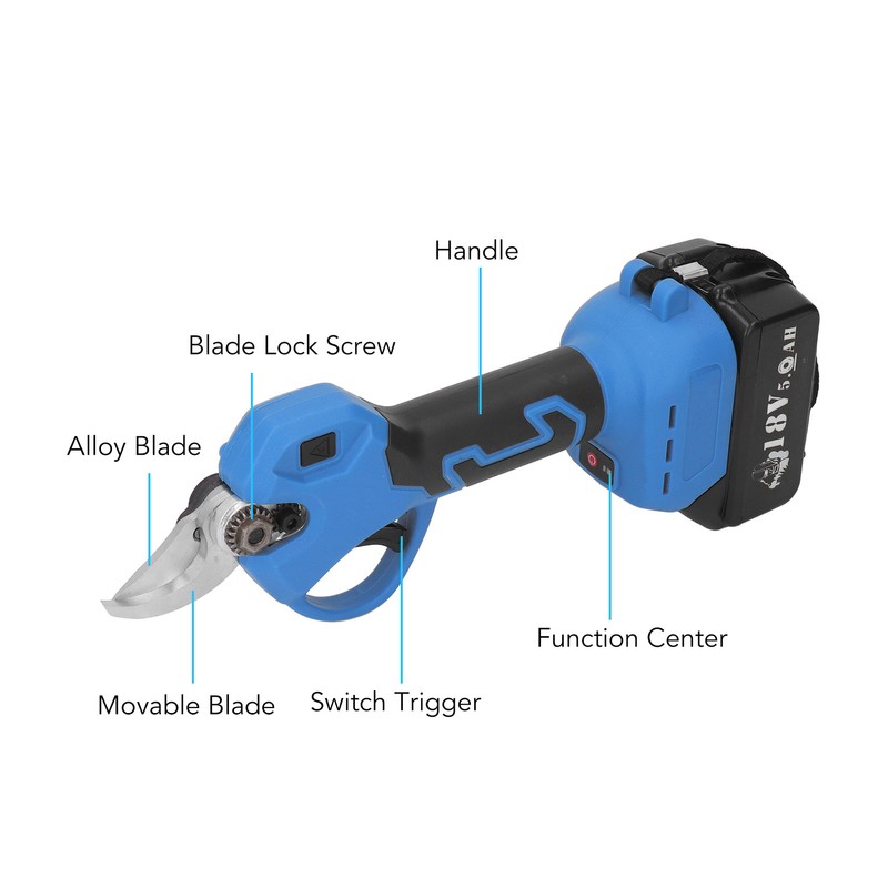 Cordless Electric Pruning Shear Low Noise Ergonomic Handle High Carbon