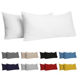 Dreamzie Pillowcases, 40 x 70 cm (Set of 2), 100% Jersey Cotton, 150 g/m², White, Resistant and Hypoallergenic