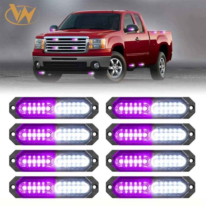 1200T Emergency Strobe Grille Lights 8pcs 12 LED Sync Safety