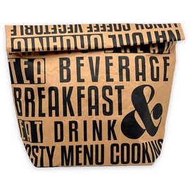 MIK funshopping Lunch Bag, Brown Lunch Bag Insulated Cold or Warm Cooler Bag with Velcro Fastening Thermal Bag (Tasty Menu Black)