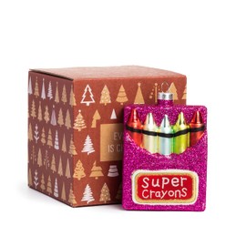 Every Day is Christmas Glass Blown Ornaments Cute Hand Made Figurines Tree Decoration, Crayons