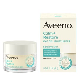 Aveeno Aveeno Calm + Restore Oat Gel Facial Moisturizer for Sensitive Skin, Fast-Absorbing, Soothing Lightweight Gel Cream with Prebiotic Oat & Feverfew, Fragrance-Free & Hypoallergenic, 1.7 oz