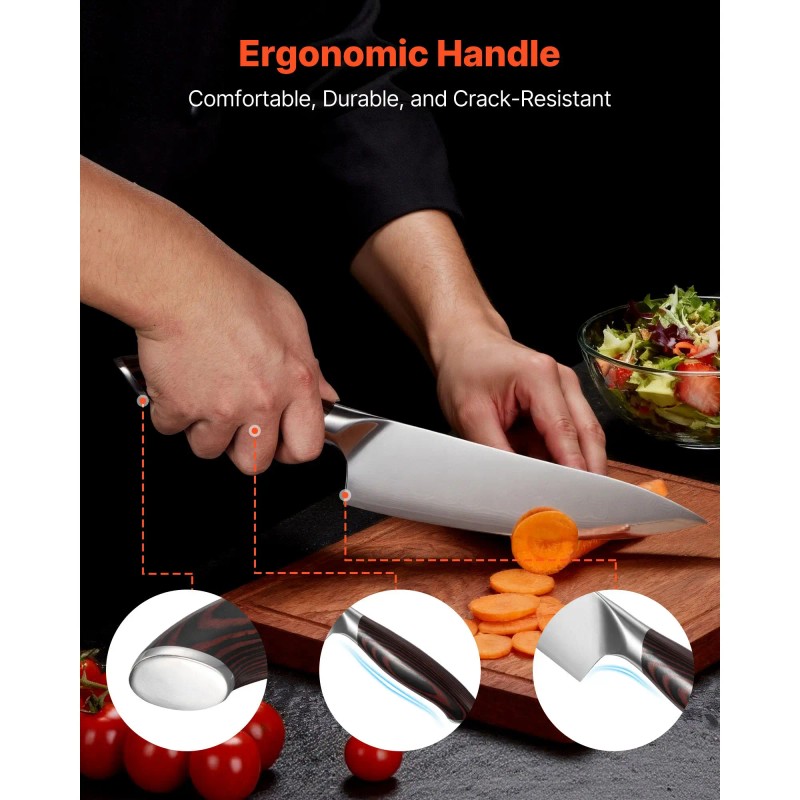 6-Piece Professional Kitchen Cutlery Set High Carbon Stainless Steel Ergonomic