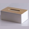 Tissue Box with Bamboo Wood Lid, Rectangular Tissue Dispenser Box,