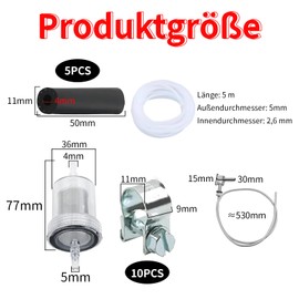 Lcyen Fuel Standpipe Set, Tank Extractor Auxiliary Heater with 5 m Fuel Line, 1 Oil Filter, 5 Connection Pipes, 10 Hose Clamps, Auxiliary Heater Hose for Eberspacher Webasto Heating Systems