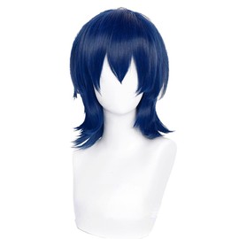 Full Wig, Wolf Cut Wig, Mash Wolf Wig, Boyish Wig, Seminarong, Fashion, With Net, Natural, Unisex, 14.6 inches (37 cm), 17 Colors (Navy)