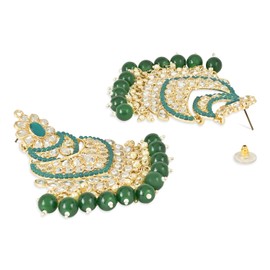 I Jewels Gold Plated Traditional Handcrafted Pearl Kundan Beaded Chandbali Earrings for Women/Girls