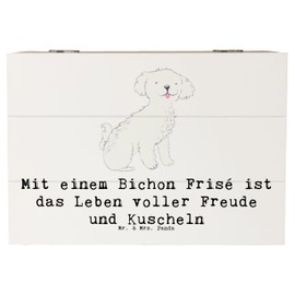 Mr. & Mrs. Panda 22 x 15 cm Holzkiste Bichon Frisé Freude - Geschenk, Liebenswert, Schatulle, Erinnerungsbox, Hunderasse, Geschenkbox, XXL, Hund,