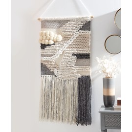 SAFAVIEH Home Collection Sedona Itsuki Boho Tribal Ivory/Grey Wool Woven Tapestry Hanging Wall Art