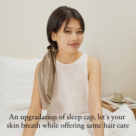 LILYSILK 100% Silk Bonnet for Sleeping & Daily Usage, 2-in-1 Silk Hair Ties with Silk Scrunchies for Long and Curly Hair Elastic Adjustable for Women Ladies and Girls Coffee