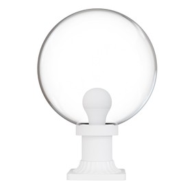 KastLite 12" Globe Pier Mount Outdoor Lighting with LED Lamp | UV & Waterproof Pillar & Column Lights | Deck Driveway Yard Patio & Garden Fixture | Made in USA | Clear Cover, White Decorated Base