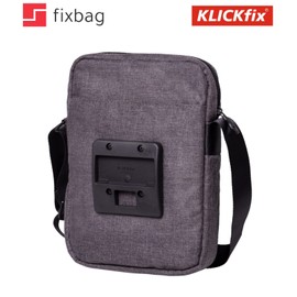 fixbag FB1_47164 Shoulder Bag with Adapter Plate for All Klickfix Variants (Not Included) or with Klickfix Extensions for Bicycle, E-Bike, E-Scooter and Handlebars, gray, With Klickfix adapter plate