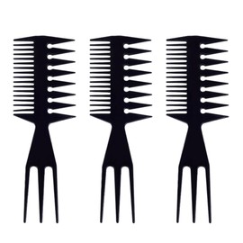 NOPKESV Pack of 3 Double Sided Wide Coarse Tooth Comb, Antistatic Retro Wide Tooth Comb, Hair Comb Styling Hair Combs for Curly Wet Long Hair (Black)