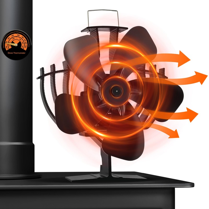 TCFUNDY Heat Powered Wood Stove Fan Oscillating, Fireplace Fan 60°