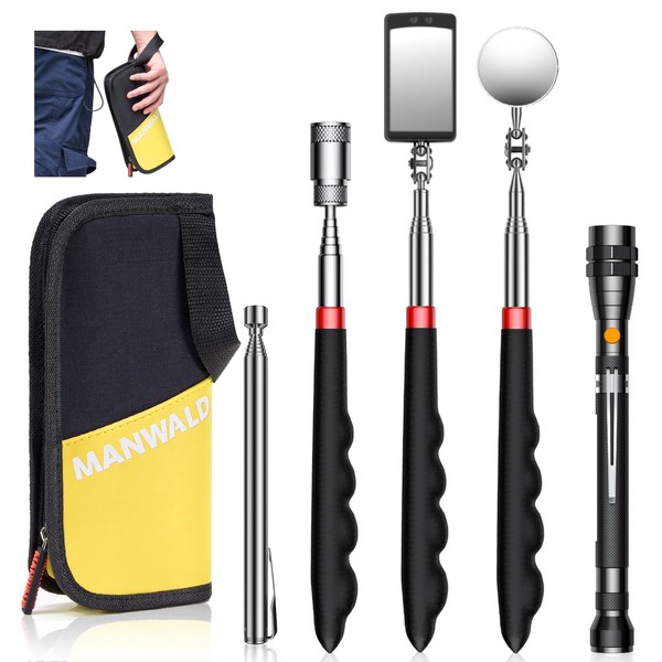 Telescoping Magnetic Pickup Tool Set with Portable Bag, Extendable Flashlight