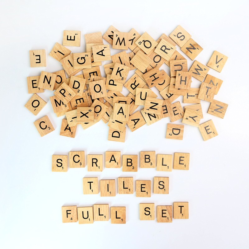 100 standard set of 100 wooden scrabble letter craft tiles