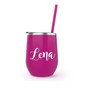 Pink Stemless Wine Steel Tumbler with Name- Many Font Choices