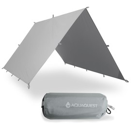AquaQuest Guide Camping Tarp - Ultralight Tent Cover or Rain Fly - Waterproof Camping Gear Must Haves for Hiking, Hammock, Bivy & Survival, 10 x 10 ft, Stealth Gray