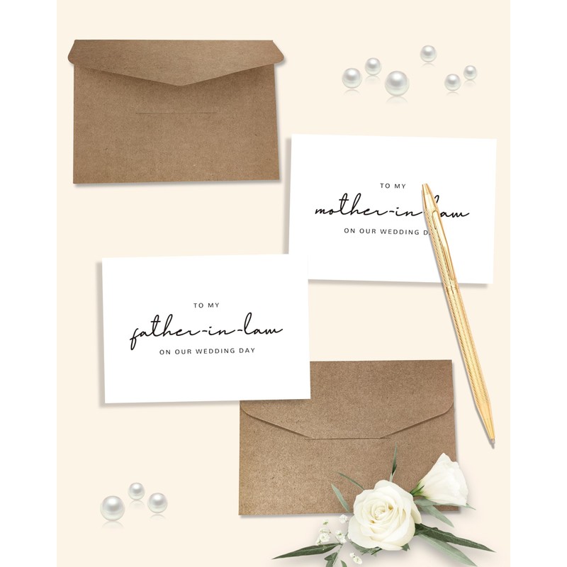 Set of 2 Parents In Law Wedding Day Card, Parents