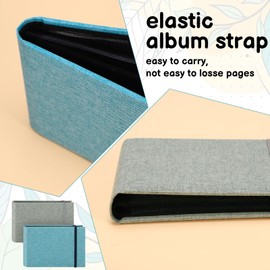 2 Pack Small Photo Albums, 6x4 Slip In Photo Albums 200 Photos Mini Flip Photo Book Album Portable Linen Cover Memory Book with Linen Cover for Baby Wedding Holiday Family Birthday Travel(Silver,Blue)