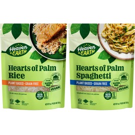 Heaven & Earth Hearts of Palm Rice & Spaghetti Variety Pack, 9 oz (2 Pack) | Ready to Eat | Gusset Pouch | Low-Carb, Keto & Paleo Friendly, Plant-Based, Gluten-Free, Grain-Free Rice Alternative
