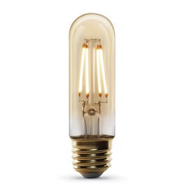 Feit Electric Vintage Exposed Filament Amber Glass LED T10 with E26 Base Light Bulb, 40W Equiv, 300 Lumen, 2100K Soft White, Dimmable, 15,000-Hour Lifetime, Energy-Saving Decorative Bulb, T10/VG/LED