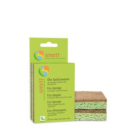 Sonett Eco Washing Up Sponge: Suitable for Sensitive Glasses, Stainless Steel and Surfaces with Lotus Effect (Pack of 2)