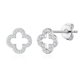 Philip Jones Silver Plated Clover Earrings Created with Zircondia® Crystals