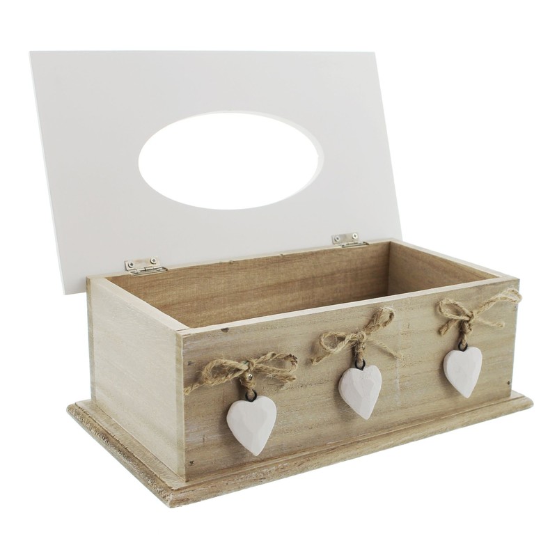White Heart Tissue Box