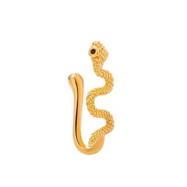Snake Fake Nose Rings for Women Girls Stainless Steel Nose Cuff Clip On Nose Rings Sparkling Non-piercing Nose Jewelry Hypoallergenic (gold)