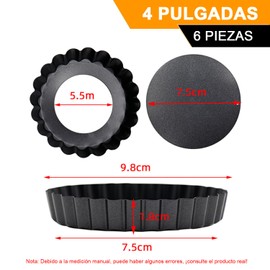 6 Piezas Mini Moldes para Hornear, 4 Pulgadas Acero al Carbono Antiadherentes Mini Moldes para Hornear, Moldes para Tartaletas de Acero Carbono Desmontable（4 pulgadas）