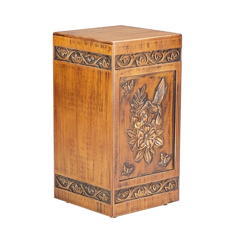 ARRAWIS Hand-Engraved Wooden Urns for Human Ashes Adult - Hummingbird