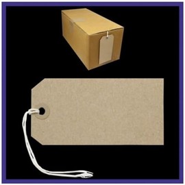 Stationery Geeks Luggage Tag, 50 Strung Reinforced Tags 120x60mm Buff, 100% Recycled Material, Oval, Office Supplies