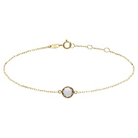 Lucardi - Women's Bracelet 585 Yellow Gold with Birthstone Pendant April - Bracelet - 585 Gold - Yellow Gold - 18.50 cm - Nickel Free, 585 gold, Birthstone