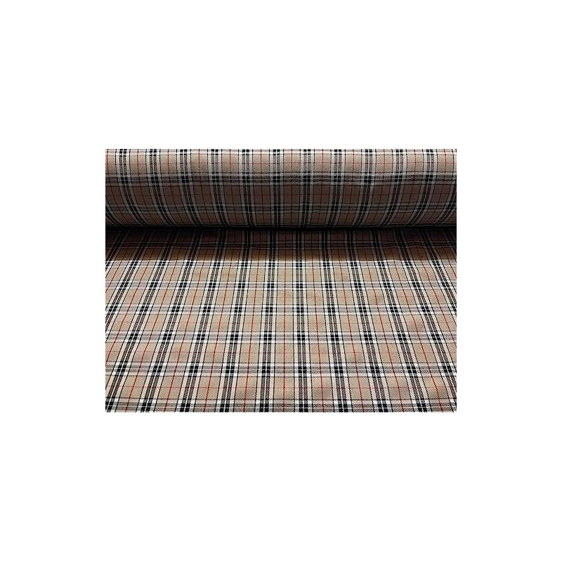 Scottish Tartan Fabric Design 25 Beige Check