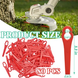 80 Pcs Grass Trimmer Replacement Blades, 83 mm Plastic Garden Mower Blades Cordless Lawn Mower Cutting Blades Lawn Strimmer Accessories Tool for Swift Ryobi VonHaus Grass Strimmer-Red