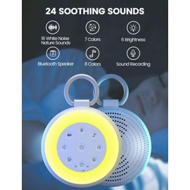 Epzia White Noise Machine with Recording - Portable Sound Machine & Bluetooth Speaker for Baby Adults, 24 Soothing Sounds, Night Light, Noise Canceling for Office, Sleep, Home, Travel