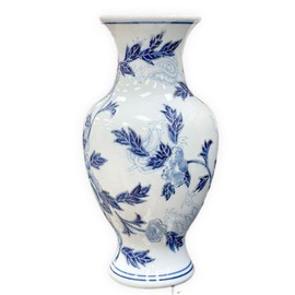 Galt International Floral Chinoiserie Ceramic Vase 14" - Green Sakura Hand Painted Antique Style Porcelain Flower Bottle Fishtail Porcelain Chinese Vase for Home Decor Centerpiece