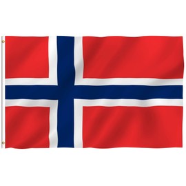 Anley Fly Breeze 3x5 Foot Norway Flag - Vivid Color and Fade Proof - Canvas Header and Double Stitched - Norwegian Nordmann National Flags Polyester with Brass Grommets 3 X 5 Ft