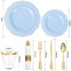 Liacere 175PCS Bule Plastic Plates - Disposable Ligh Bule and