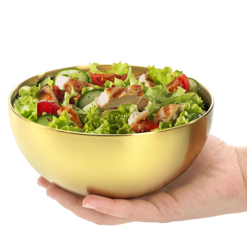 Cedilis 10 Pack Gold Serving Bowls, 5.9 Inch Salad Bowl,